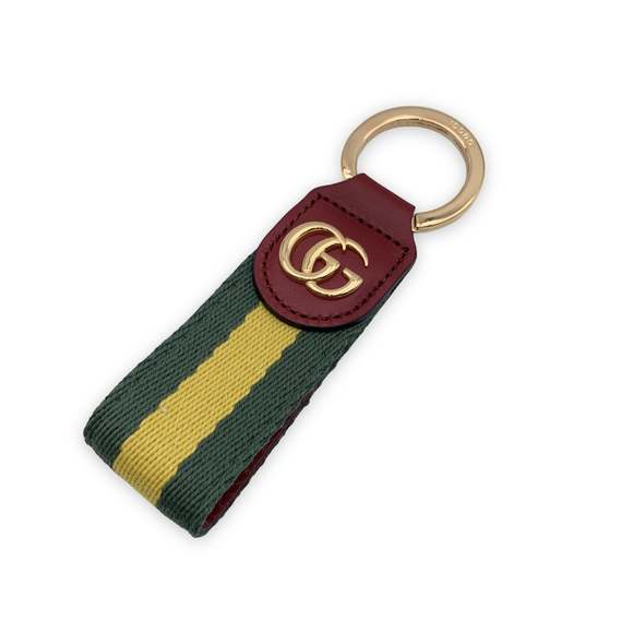 Gucci Accessories Gucci Gg Logo Green Yellow Ophidia Keyring Key